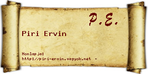 Piri Ervin névjegykártya